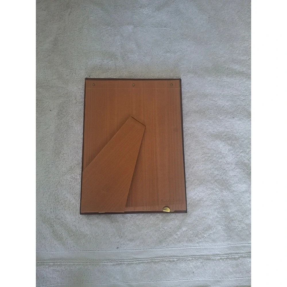 Vintage Bridle Leather Picture Frame Brown Mahogany Beveled Tabletop 5x7 7x9.5